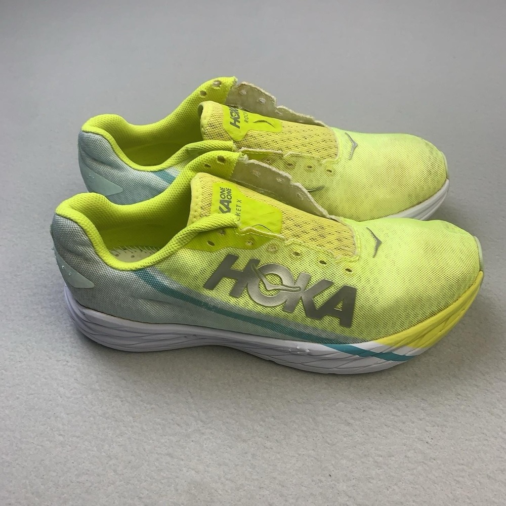 Hoka One One Rocket X Shoes Womens Size 11.5 Yellow Running Sneakers Cushioned
